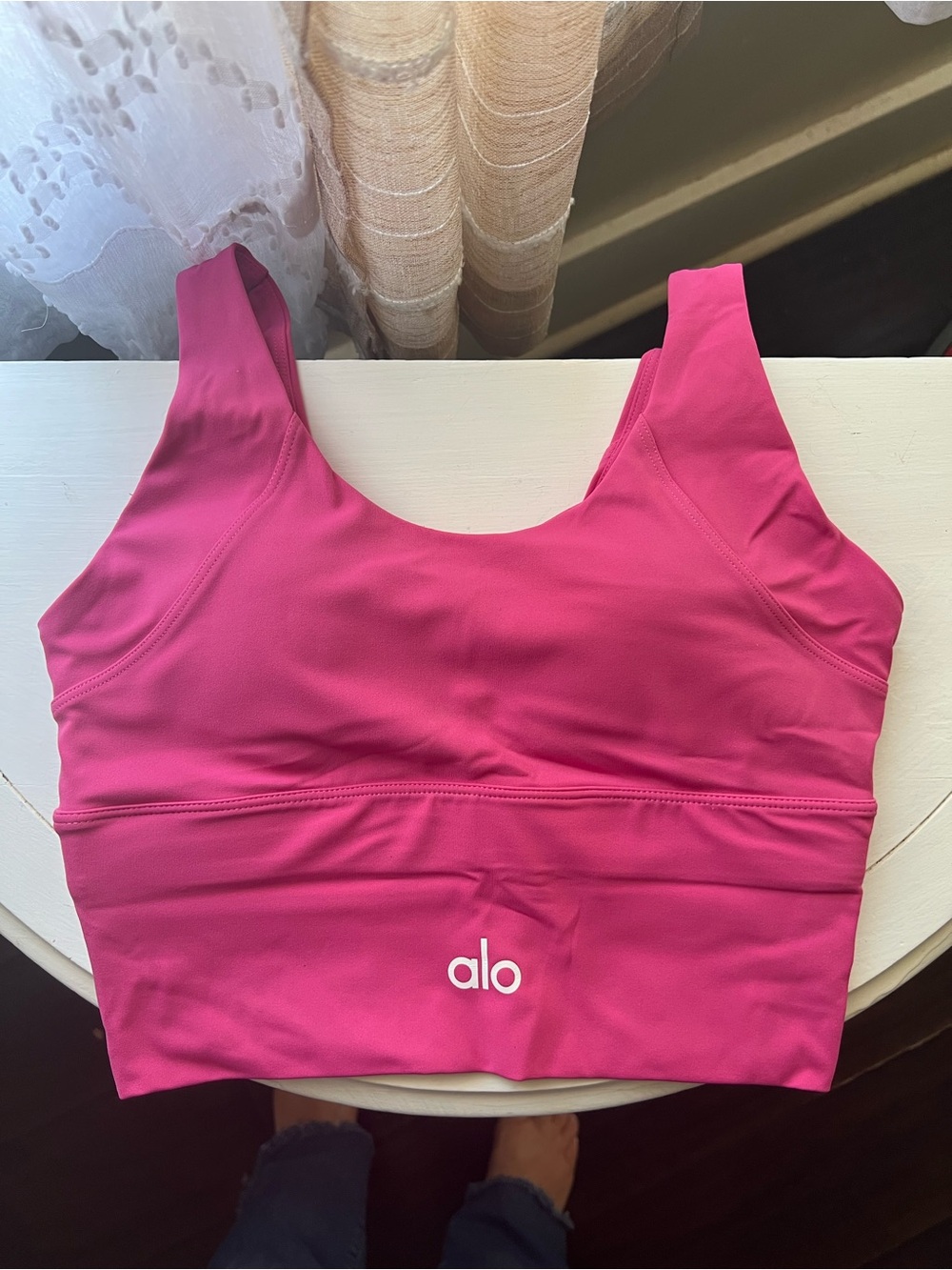 ALO Yoga Hot Pink Scoop Neck Crop Sports Bra